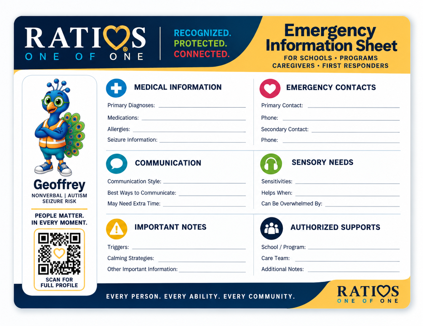 RATIOS OneProfile Emergency Information Sheet