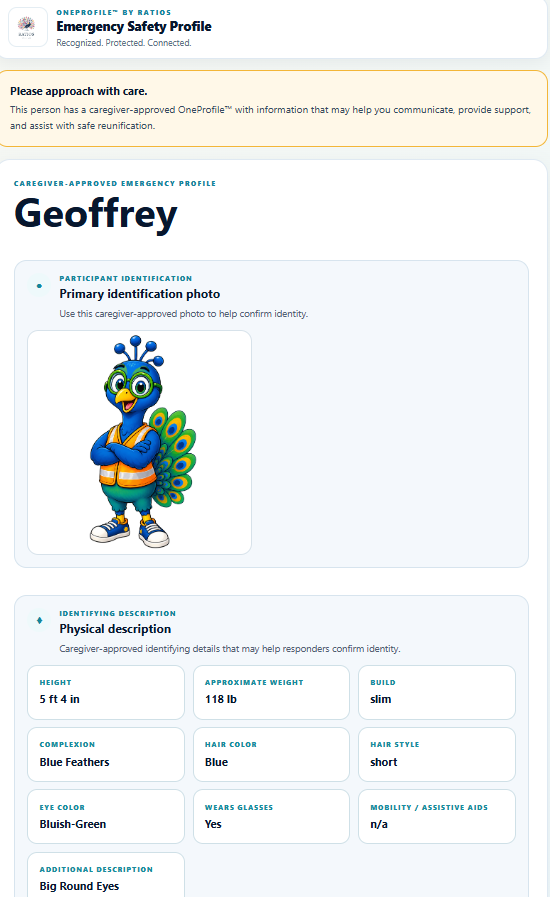 OneProfile emergency profile