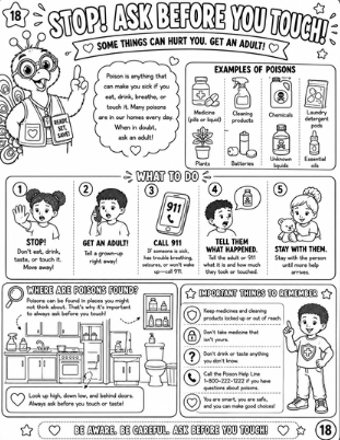 Stop! Ask Before You Touch! poison safety activity page